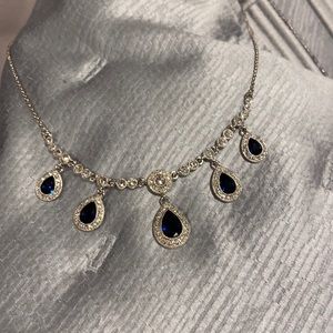 Sterling silver and simulated sapphire necklace by Carol Lee